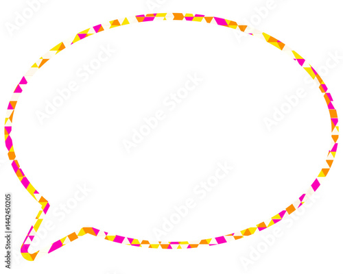 ステンドグラス風吹き出し　三角形模様　丸形