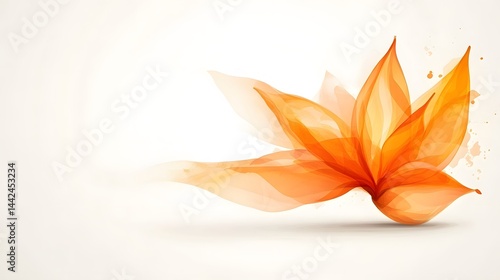 Abstract Orange Watercolor Flower Blossom Design