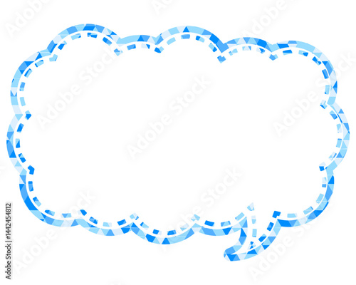 ステンドグラス風吹き出し　三角形模様　細長い雲形