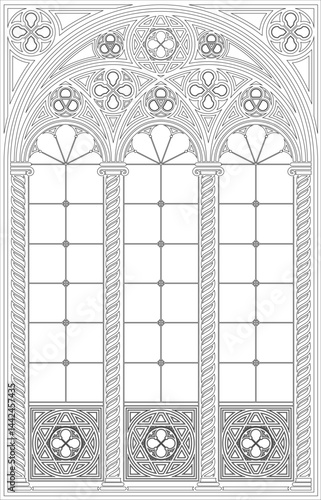 Gothic window outline template coloring