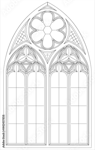 Gothic window outline template coloring