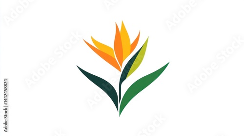 Tropical flower graphic design, abstract illustration, plant art, minimalist floral image, stock photography, perfect for branding or social media use