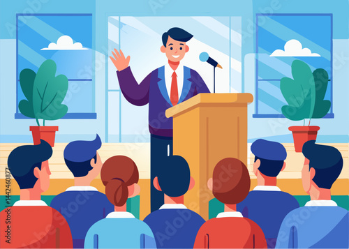 Public Speaker Addressing Audience at Conference