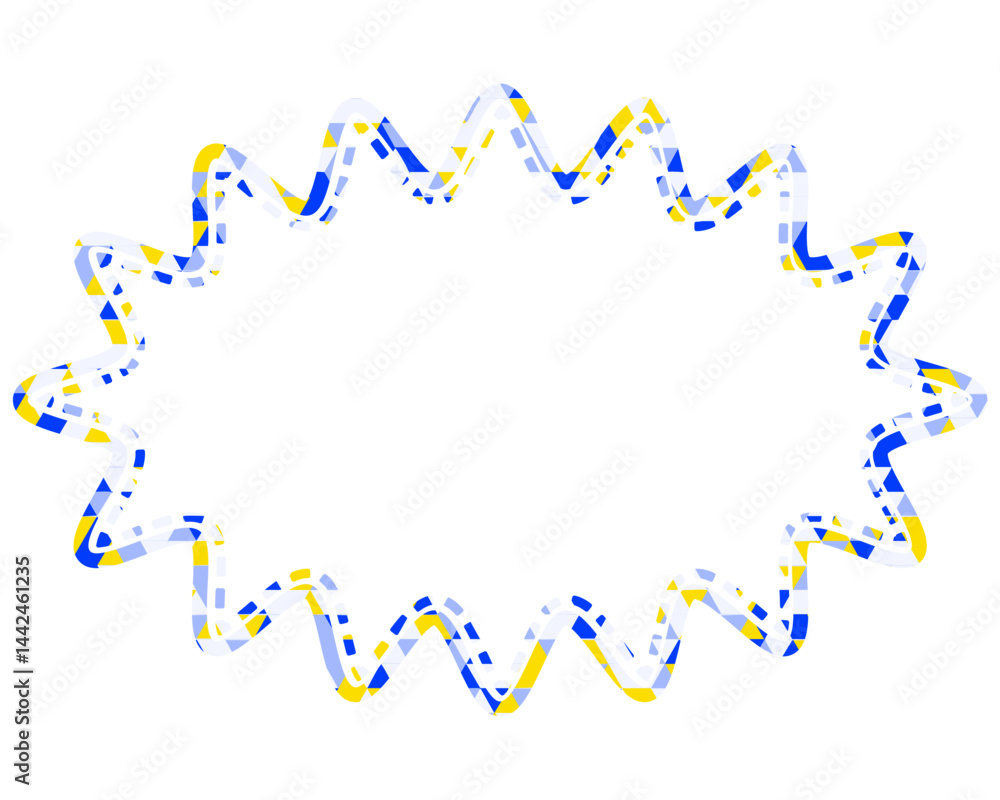 Fototapeta premium ステンドグラス風吹き出し 三角形模様 細長い丸みのあるギザギザした形