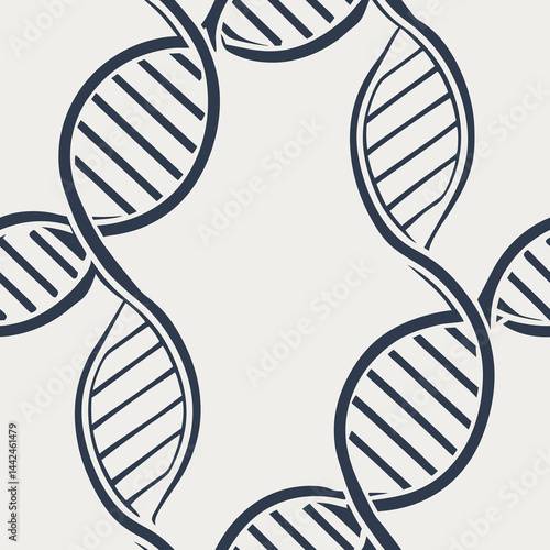 Seamless DNA vector pattern in a minimalist style on a light background  