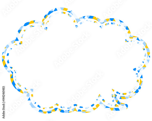 ステンドグラス風吹き出し　三角形模様　丸みのある雲形