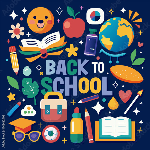 Back to School. Fun Illustration of School Supplies