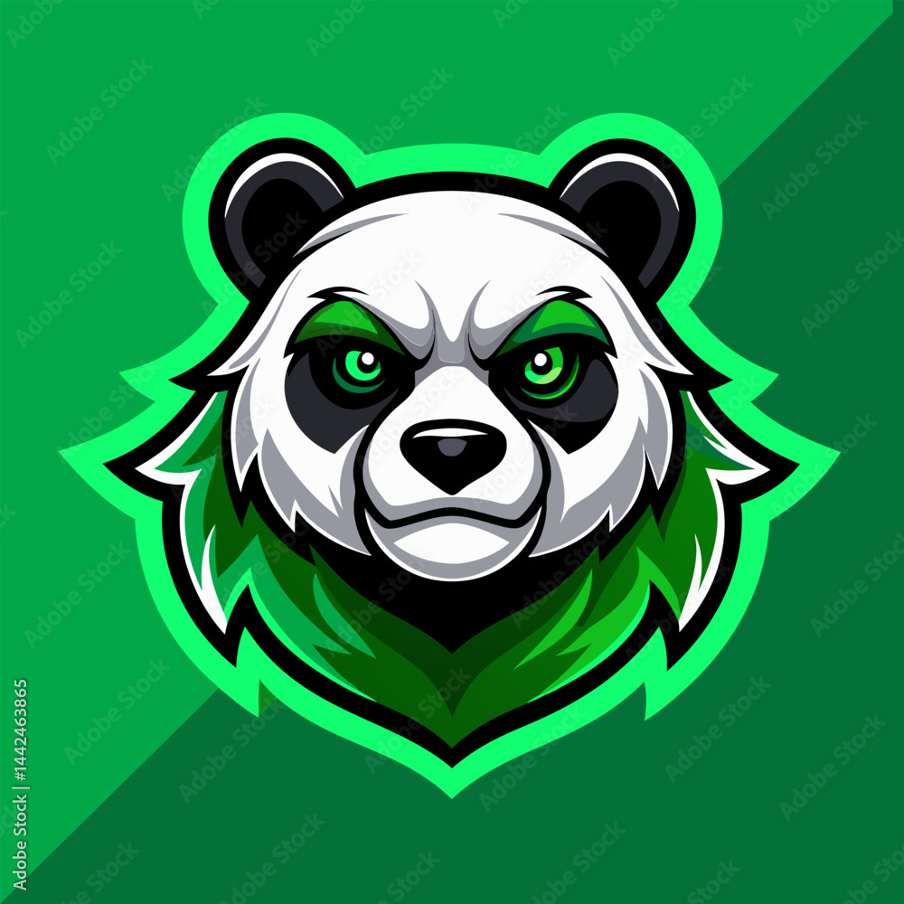 Fototapeta premium Green Eyes Panda Mascot Logo Design