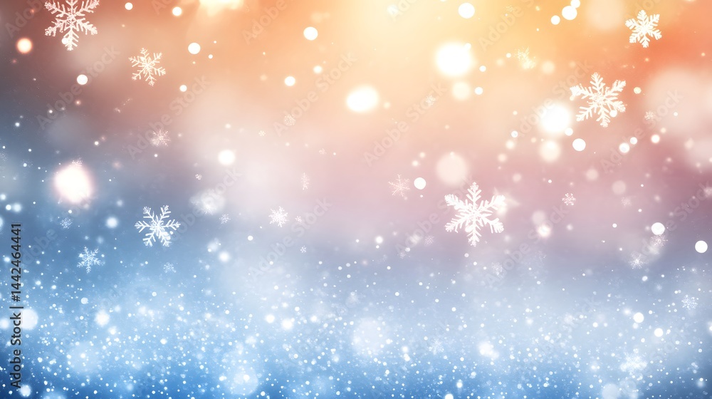 Fototapeta premium Magical Winter Snowflakes Background Pastel Colors
