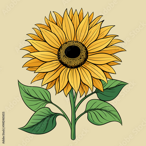 Vibrant Sunflower Illustration. Botanical Art Print