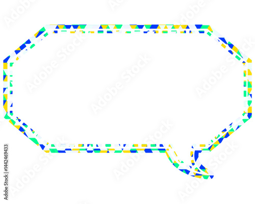 ステンドグラス風吹き出し　三角形模様　細長い八角形