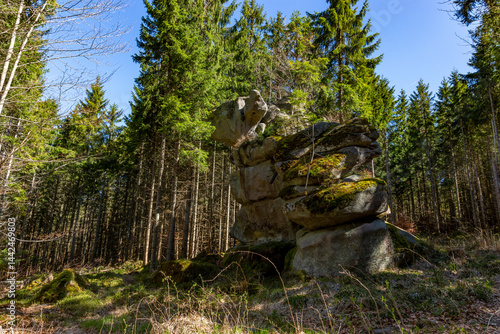 Obraz na płótnie Rock formations in the Sumava Mountains, Czechia. Tourist area