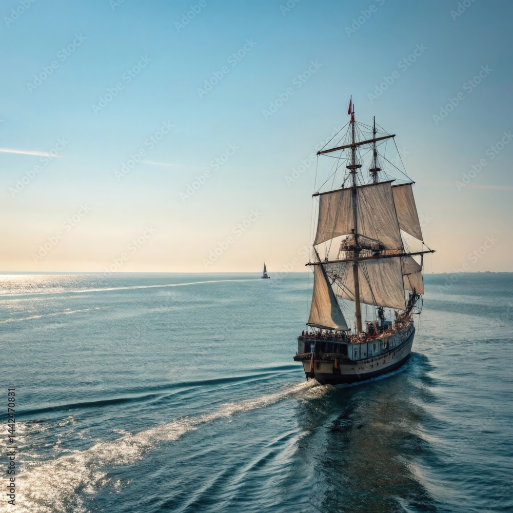 Obraz premium sailing ship at sunset