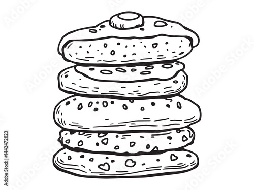 Lavash Bread Hand Drawn Line Art Vector Design