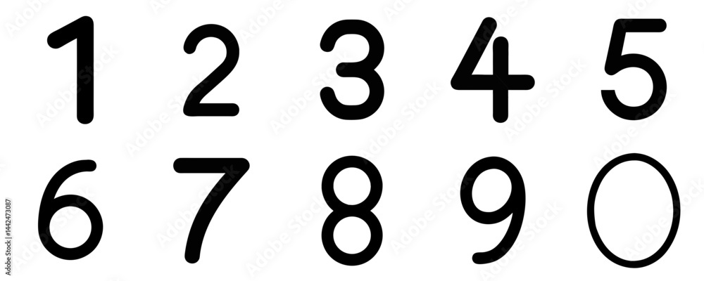 Sheet of Icons of Various Numbers on a Transparent Background Sheet of Icons of Various Numbers on a Transparent Background