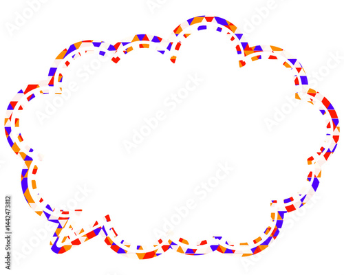 ステンドグラス風吹き出し　三角形模様　丸みのある雲形
