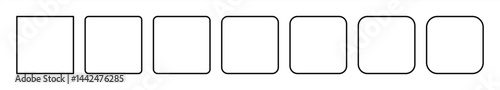 Square Icon Black, Round Squares, Foursquare Symbol, Frame Logo, Button Sign, Isolated Transparent, Variations, Vector 10 eps.