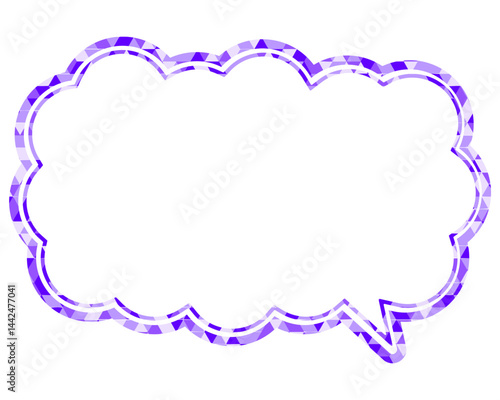 ステンドグラス風吹き出し　三角形模様　細長い雲形