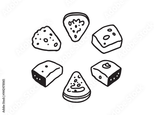 Maamoul dessert traditional arabic pastry line art vector 