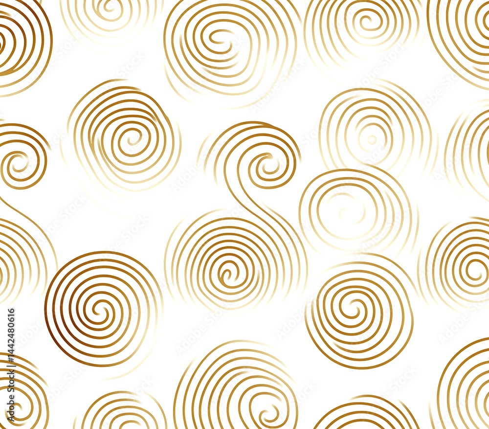 Gold spiral pattern on white background Gold spiral pattern on white background