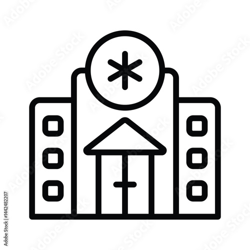 Get a sight of this captivating line icon showing hospital building