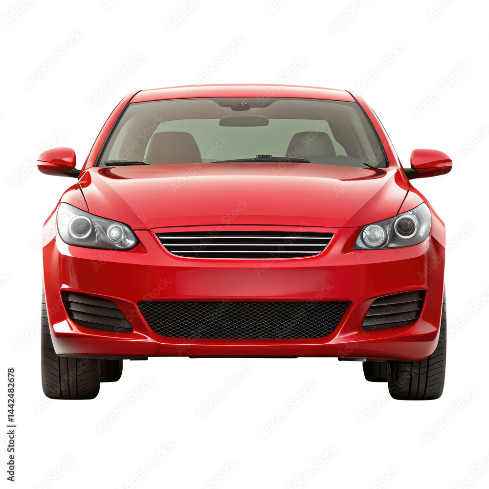 Fototapeta premium red car isolated on transparent white background, clipping path