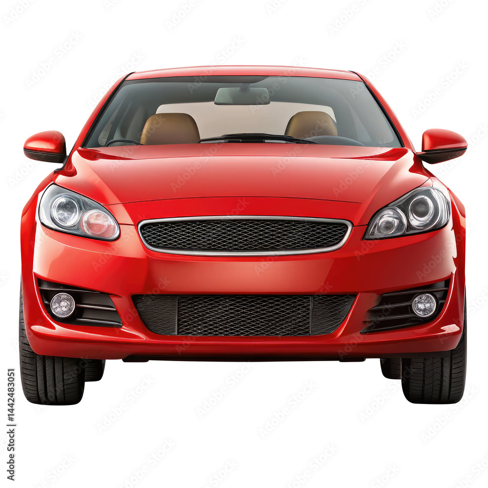 red car isolated on transparent white background, clipping path red car isolated on transparent white background, clipping path