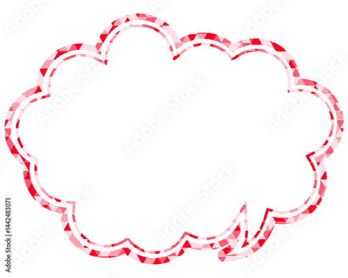 ステンドグラス風吹き出し　三角形模様　丸みのある雲形