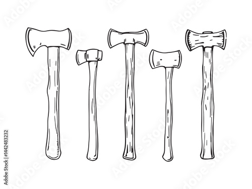 Minimalist Axe Design in Clean Line Art
