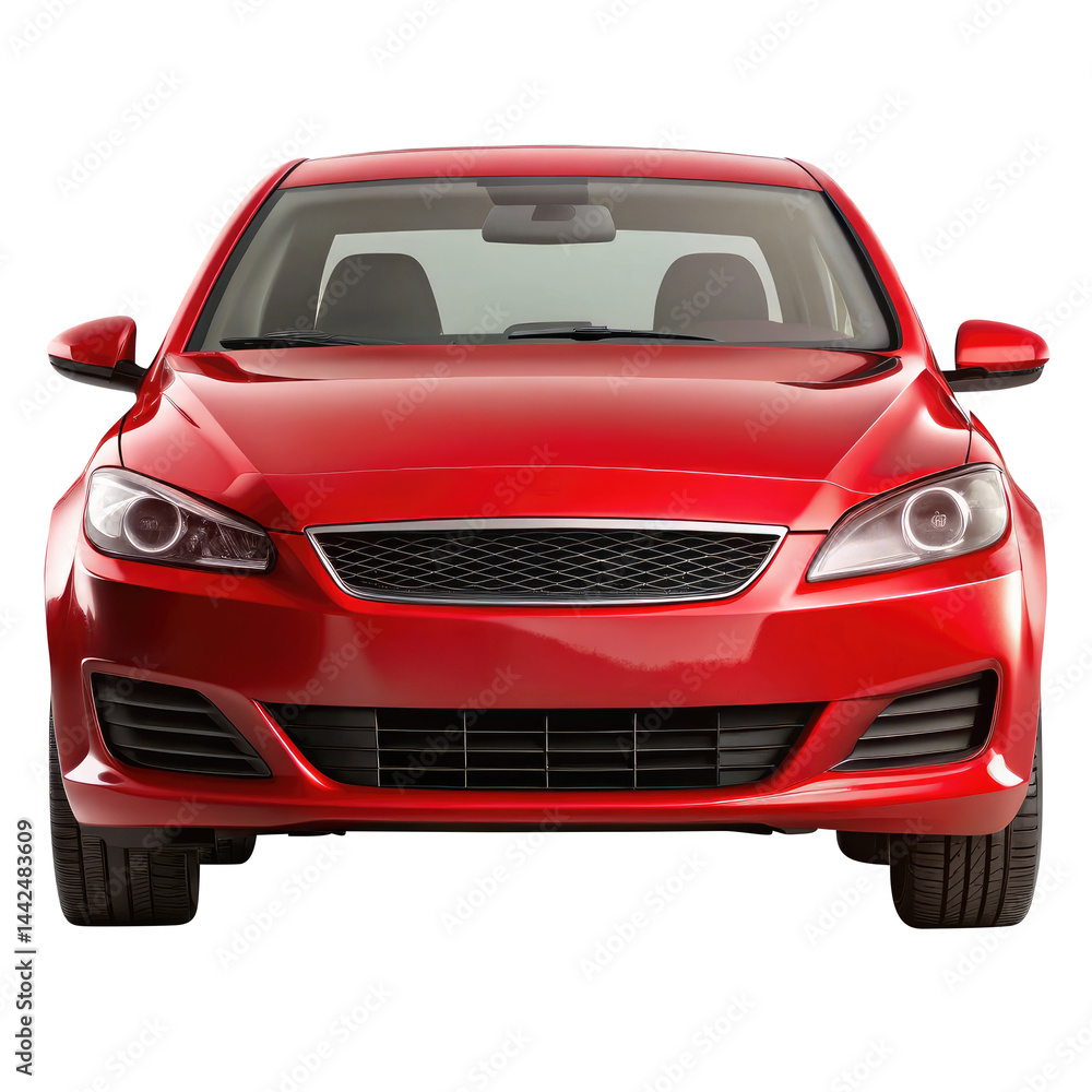 red car isolated on transparent white background, clipping path red car isolated on transparent white background, clipping path