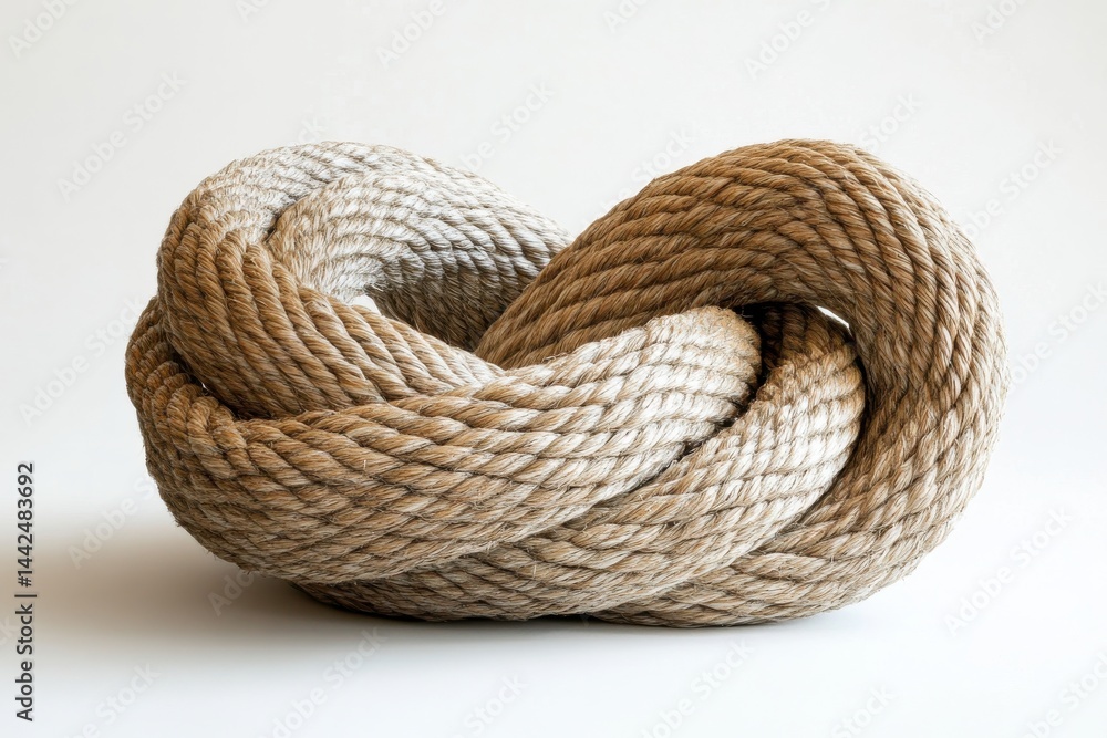 Obraz premium A knotted rope on white base