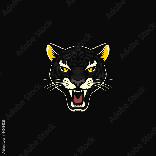Abstract Panther Face on Black Background