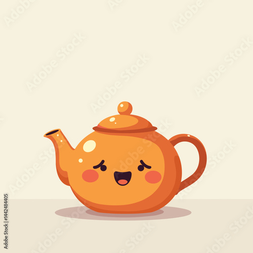 Smiling Kawaii Teapot Vector