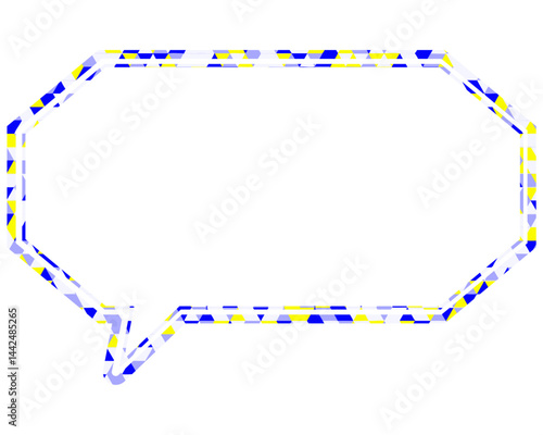 ステンドグラス風吹き出し　三角形模様　細長い八角形