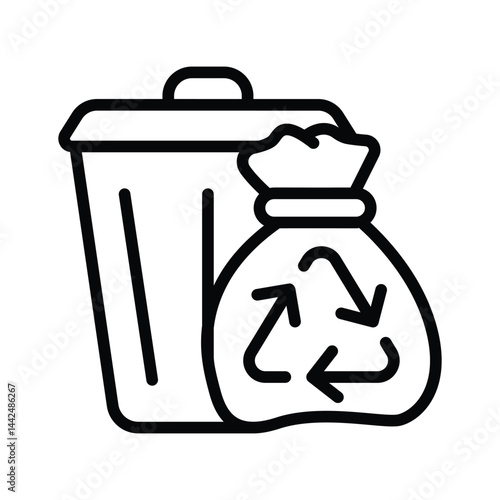 Modern linear style icon of waste recycle bin