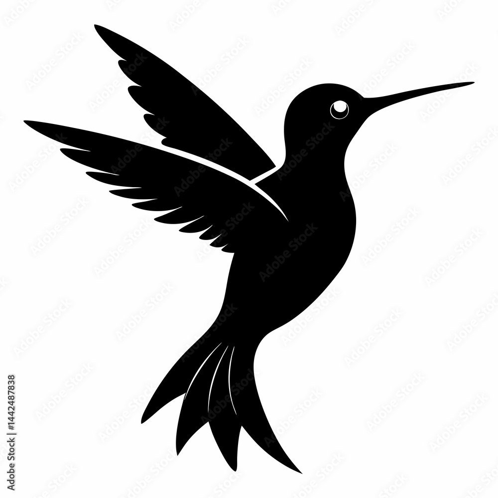 Obraz premium Clean Hummingbird Silhouette Illustration