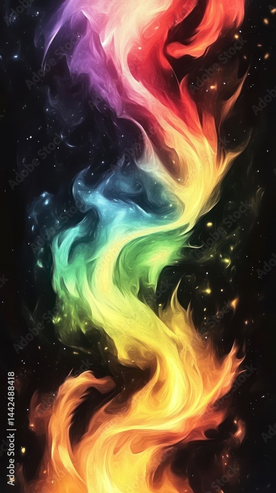 A vibrant, swirling abstract design featuring rainbow colors on a dark background. A vibrant, swirling abstract design featuring rainbow colors on a dark background.