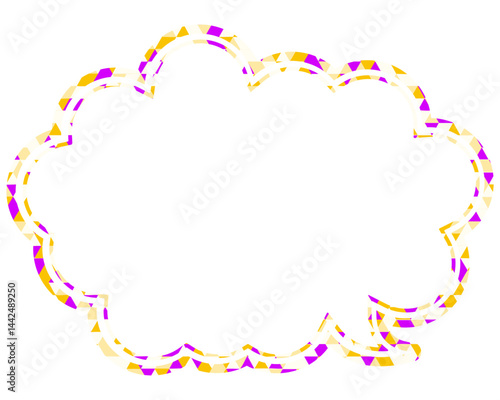 ステンドグラス風吹き出し　三角形模様　丸みのある雲形