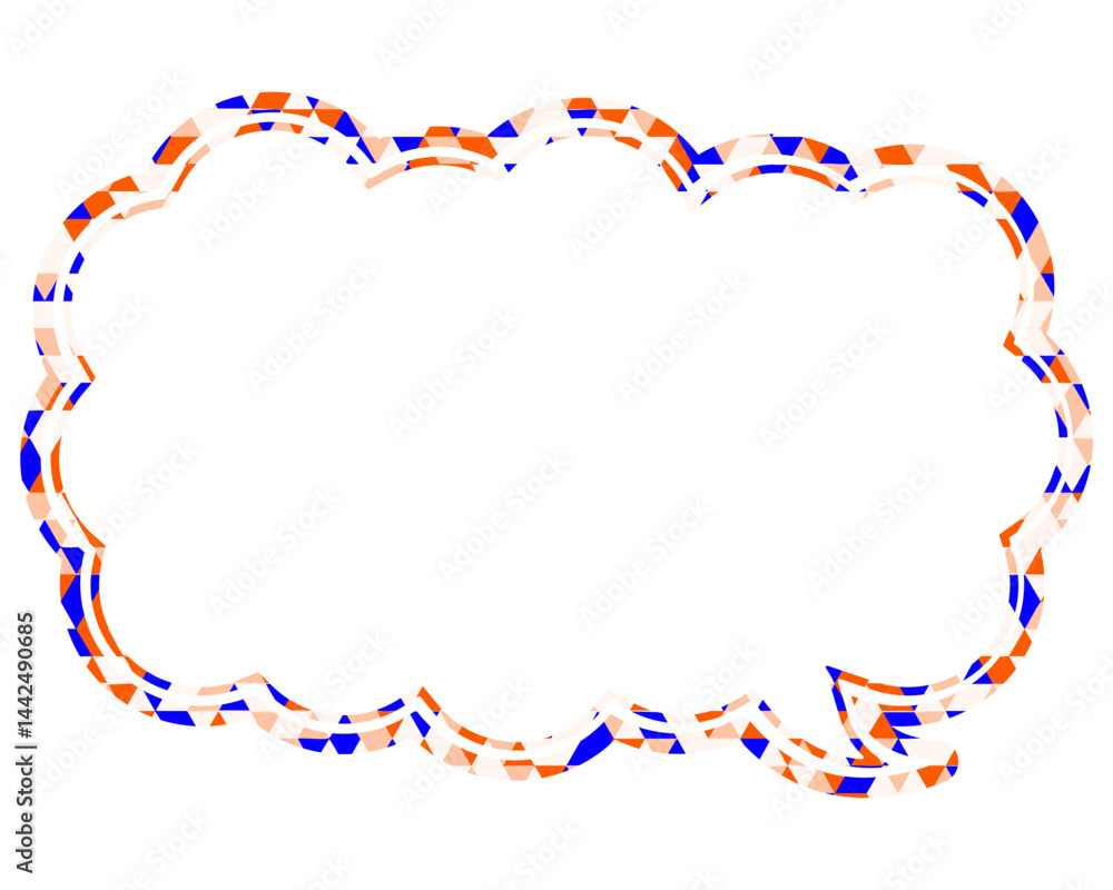 Fototapeta premium ステンドグラス風吹き出し 三角形模様 細長い雲形