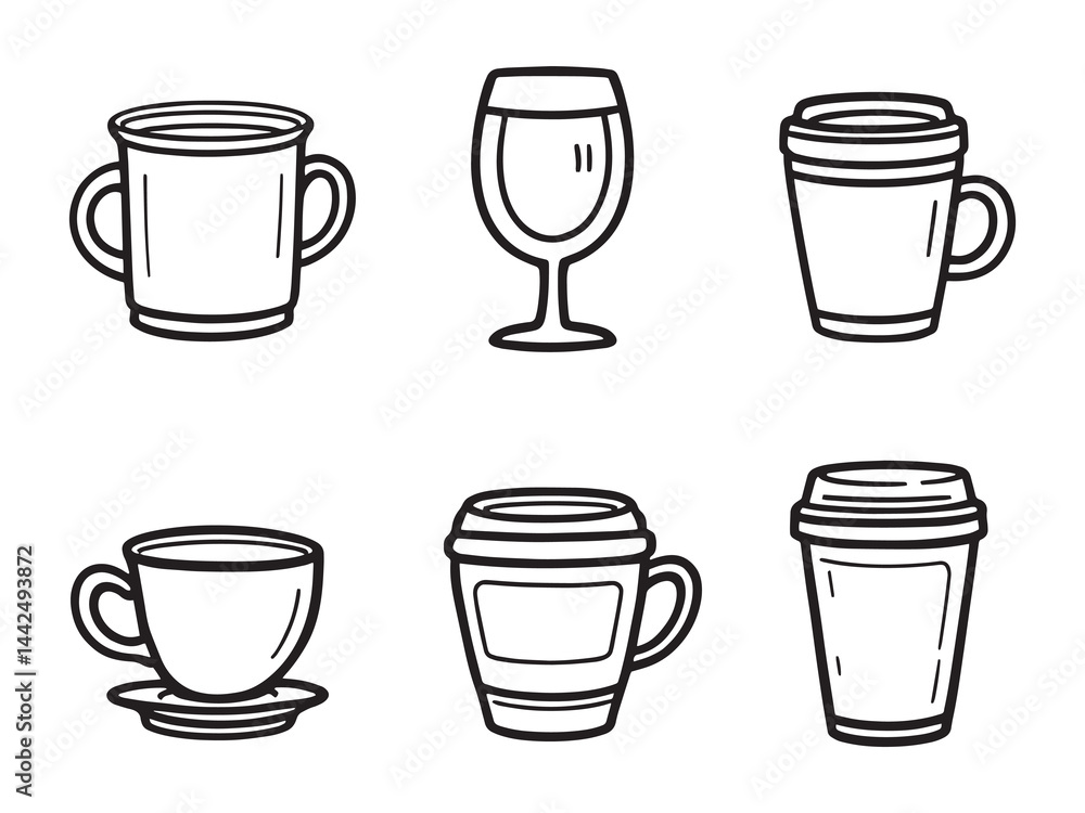 minimalistic line art cups design vector illustration minimalistic line art cups design vector illustration