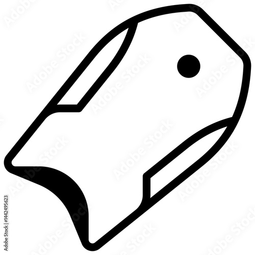 Fotografie Bodyboard. Outlined stroke vector icon with black-filled details.
