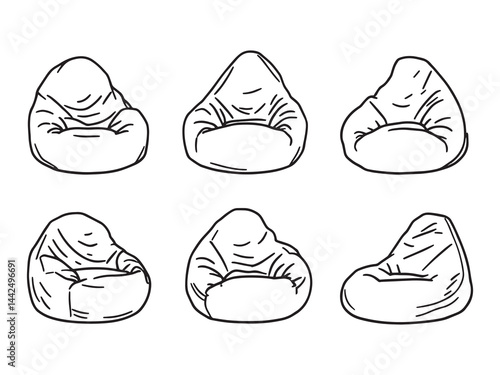 Modern and Clean Bean Bag in Line Art Style for Interior Design