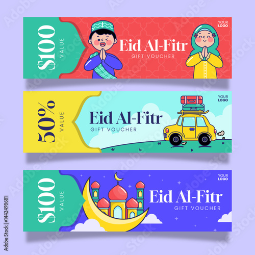 Eid Al Fitr Muslim Concept Mubarak Banner