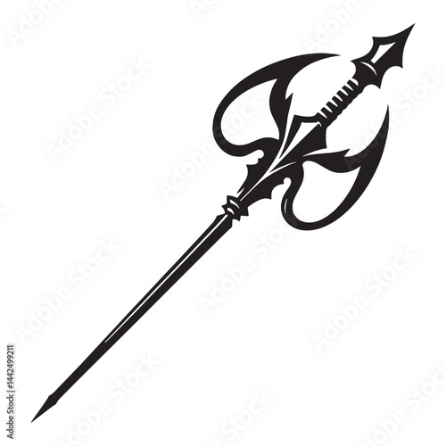 Pointed Spear silhouette, sharp and lethal design – Spear illustration – Minimalist Spear vector – Weapon silhouette

