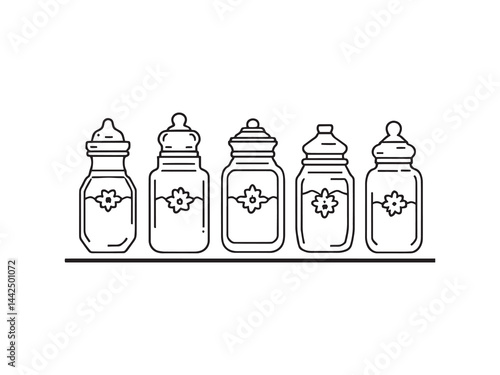 Persian spice mix advieh line art vector illustration