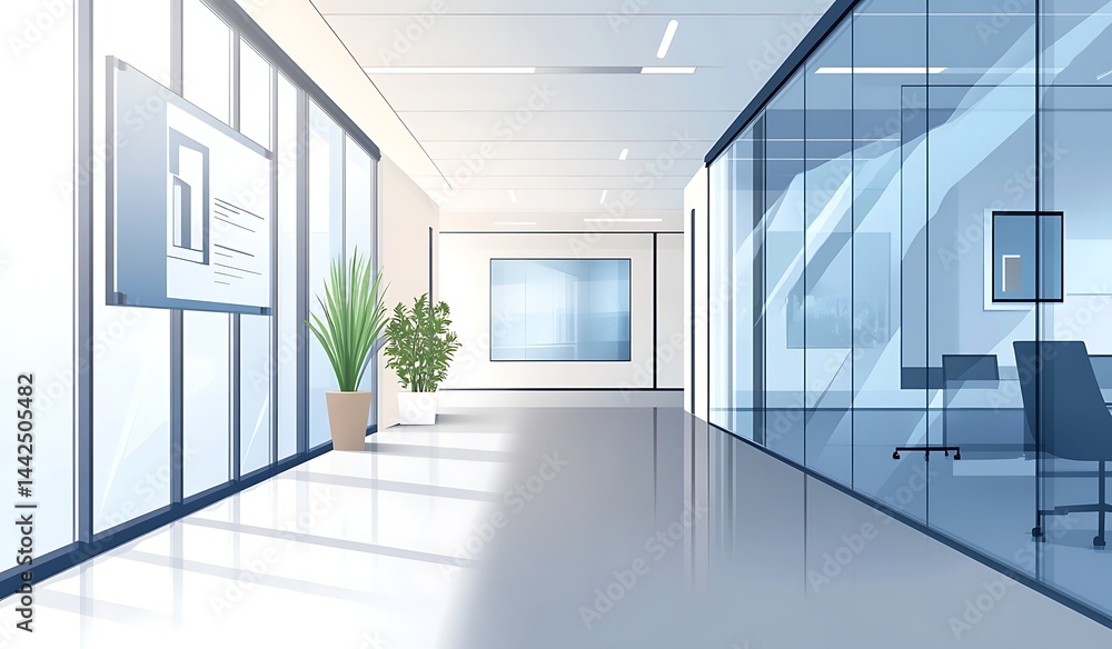 Modern office hallway Modern office hallway
