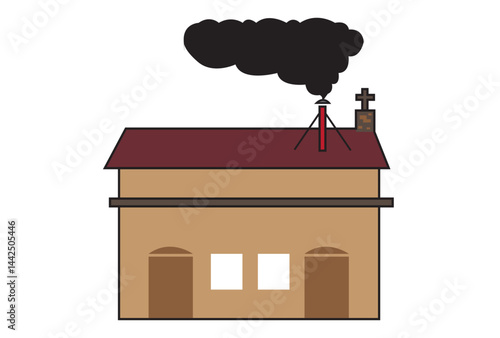 Black Smoke means No Pope Elected in the Papal Conclave. Editable Clip Art.