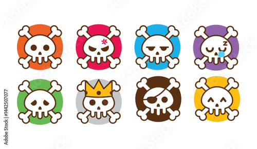 Set of skulls with expressions