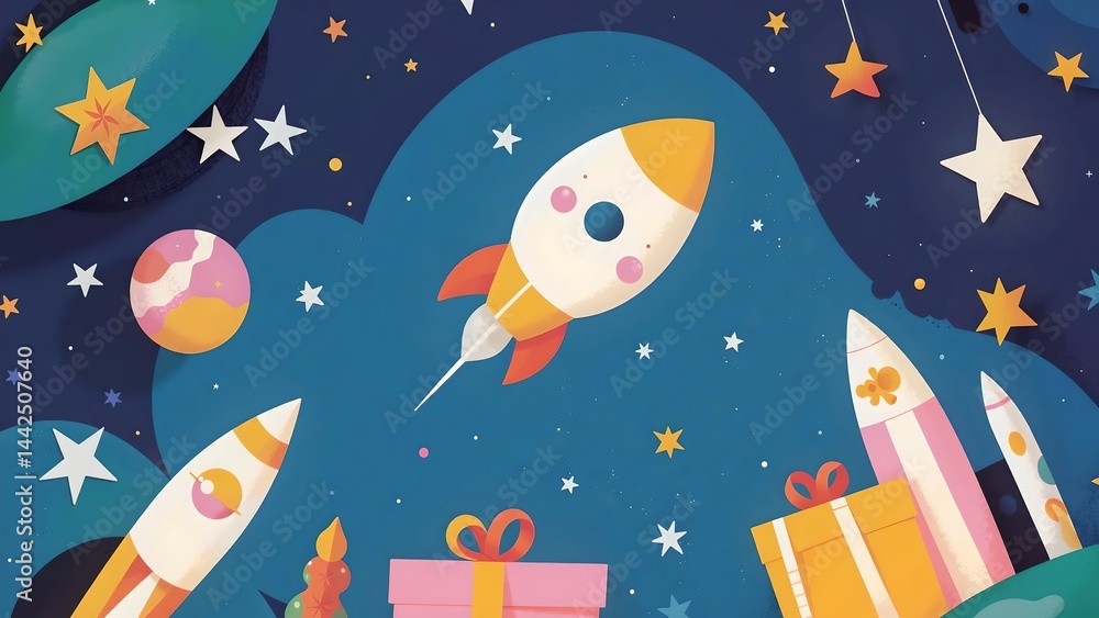 seamless pattern with rocket and stars seamless pattern with rocket and stars