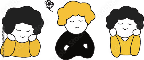 考えたり悩んだりしている人のイラストセット